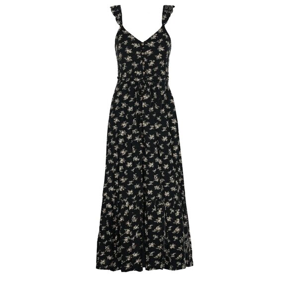 American Eagle 90s style grunge floral button front ruffle sleeve maxi dress - Picture 1 of 6